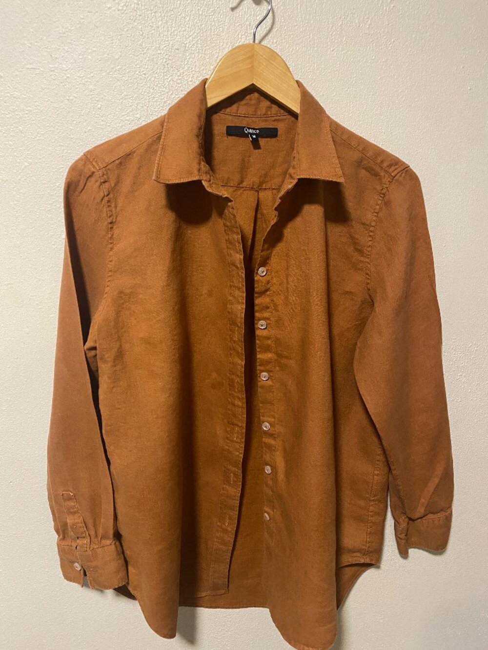 Quince linen shirt, Medium, pumpkin orange